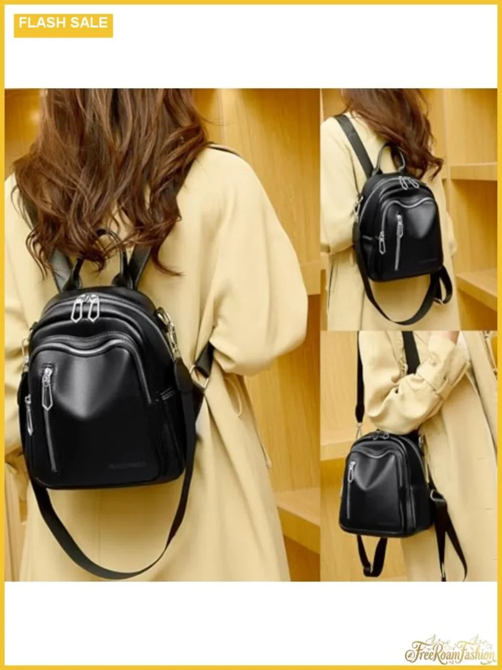 Mini PU Leather Backpack Purse for Women 3-in-1 Travel Daypack Handbag